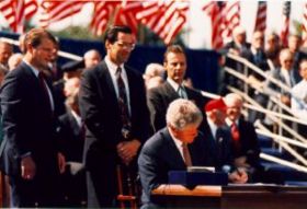 President Clinton signing the NAFTA agreement